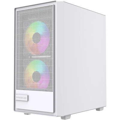 ������ Powercase Mistral SM02 ARGB, Tempered Glass, 3x120mm ARGB PWM fans, �����, mATX  (CMMSM02W-A3)
