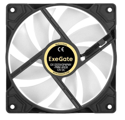 Exegate EX295967RUS ���������� 12� DC � ���������� ExeGate EX12025H3P4PMY-PWM.ARGB (120x120x25 ��, Hydraulic bearing (�����������������), 5V ARGB 3pin, 4pin PWM, 1200RPM, ARGB ���������, 26dBA)