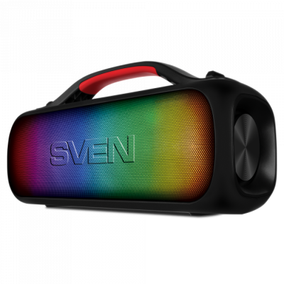 ����������� �������� SVEN PS-360, 2.0, ������, (2x12W, IPx5, RGB ���������, USB, SB Type-C, Bluetooth, FM-�����, jack in, 3000 �A�)