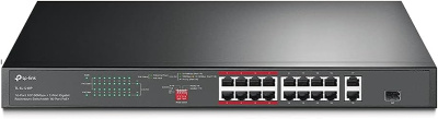 TP-Link TL-SL1218P 18-�������� ���������� � 16 PoE+ ������� 10/100 ����/� � 2 ����������� ������� SMB