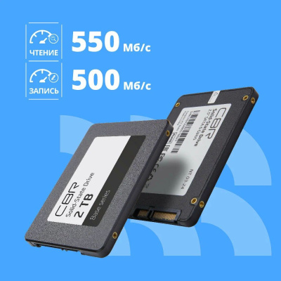 CBR SSD-002TB-2.5-BS24b, ���������� SSD-����������, ����� "Base", 2048 GB, 2.5", SATA III 6 Gbit/s, 3D TLC NAND, R/W speed up to 550/500 MB/s, TBW (TB) 1024, OEM