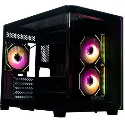 ������ XASTRA QR600M 3ARGB C10-UC Black mATX/Aquarium/Curve Glass /Led Strip/3x120mm ARGB PWM FM fans/ Argb+PWM HUB 10port /Type-C/ QR600M-3FM12A-C10-UC-L