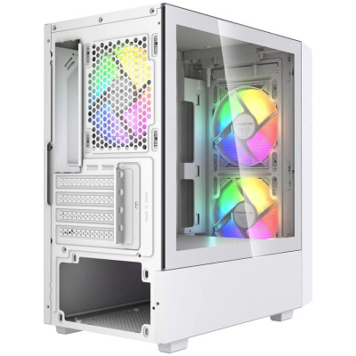 ������ Powercase Mistral SM02 ARGB, Tempered Glass, 3x120mm ARGB PWM fans, �����, mATX  (CMMSM02W-A3)