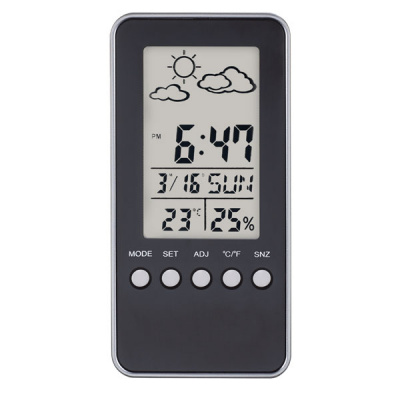 Perfeo Часы-метеостанция "Window", черный, (PF-S002A) время, температура, влажность, дата (PF_A4863)
