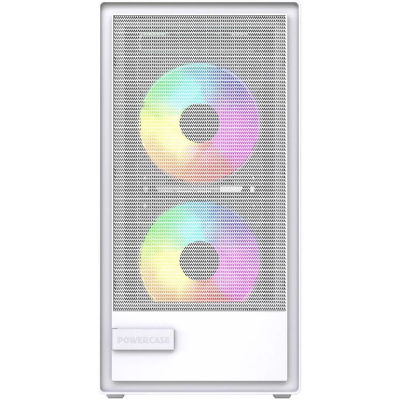 ������ Powercase Mistral SM02 ARGB, Tempered Glass, 3x120mm ARGB PWM fans, �����, mATX  (CMMSM02W-A3)