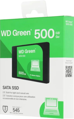 ���������� SSD WD 500Gb Green (2.5", SATA-III, R/W - 545/510 MB/s, MTTF 2000000 hrs) (WDS500G5G0A)